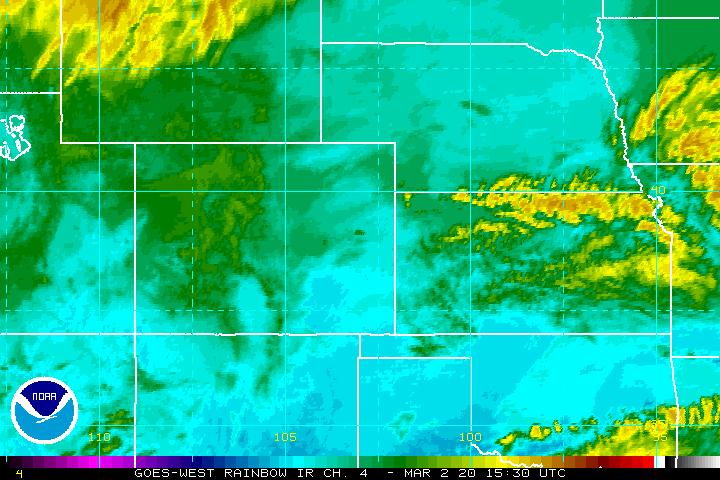 Latest Southern Plains Infra-Red Satellite Image